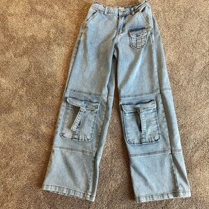 Forever 21 Jeans Womens Small Cargo Wide Leg Baggy Y2K Skater Baggy Grunge Punk